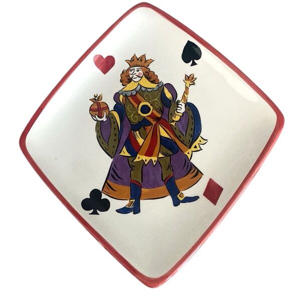 Tabletops Gallery King of Hearts Hand Painted Crafted Saucers Serving Plates (4) - Picture 5 of 8